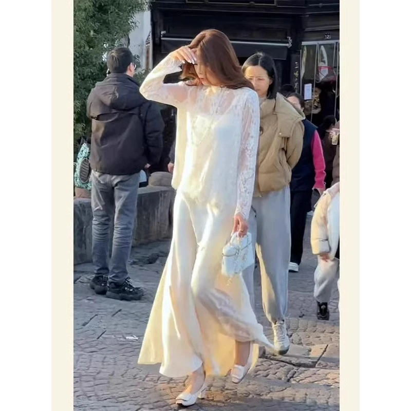 【早春穿搭】气质蕾丝上衣不规则拼接半身裙女套装轻奢高级感女人味