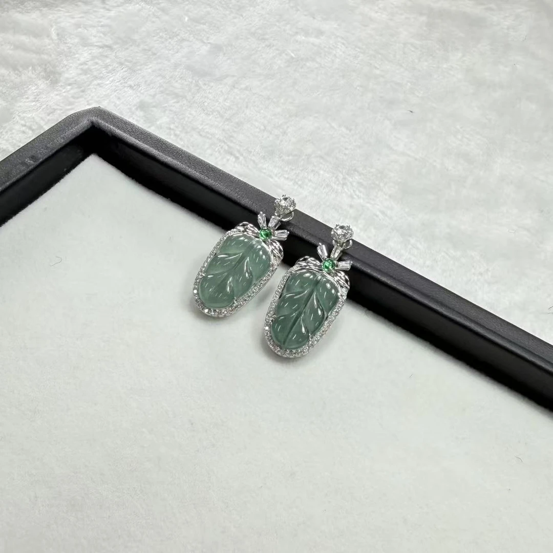 【睿泽赏宝】S925翡翠树叶吊坠/多样性发一/有瑕 19*12*3 KS0020032