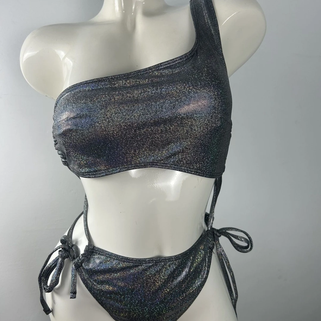 清仓细闪沙滩温泉聚拢连体泳衣遮挡这肉肉印花外贸分体洋气韩版