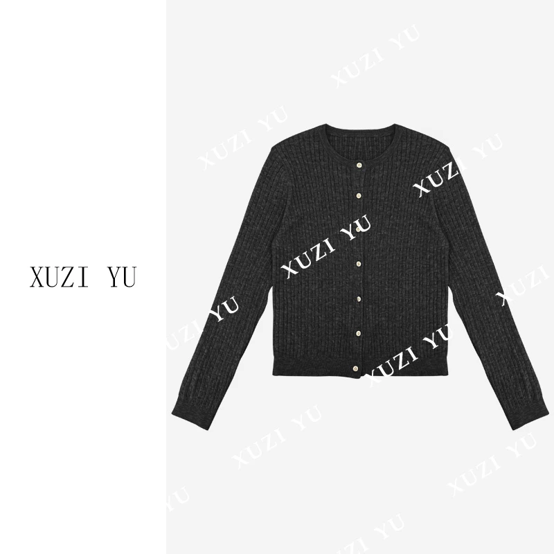 XUZI YU.长袖纯色毛衣开衫D43-013
