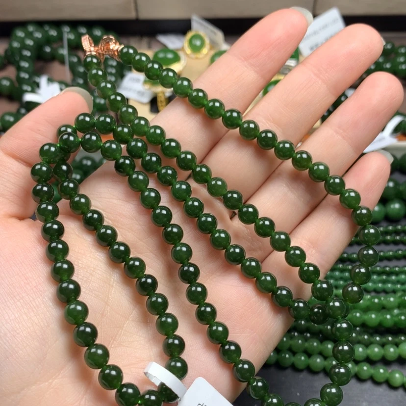 【闪购商品】和田玉（碧玉）颈饰未镶嵌6m菠菜绿无黑点