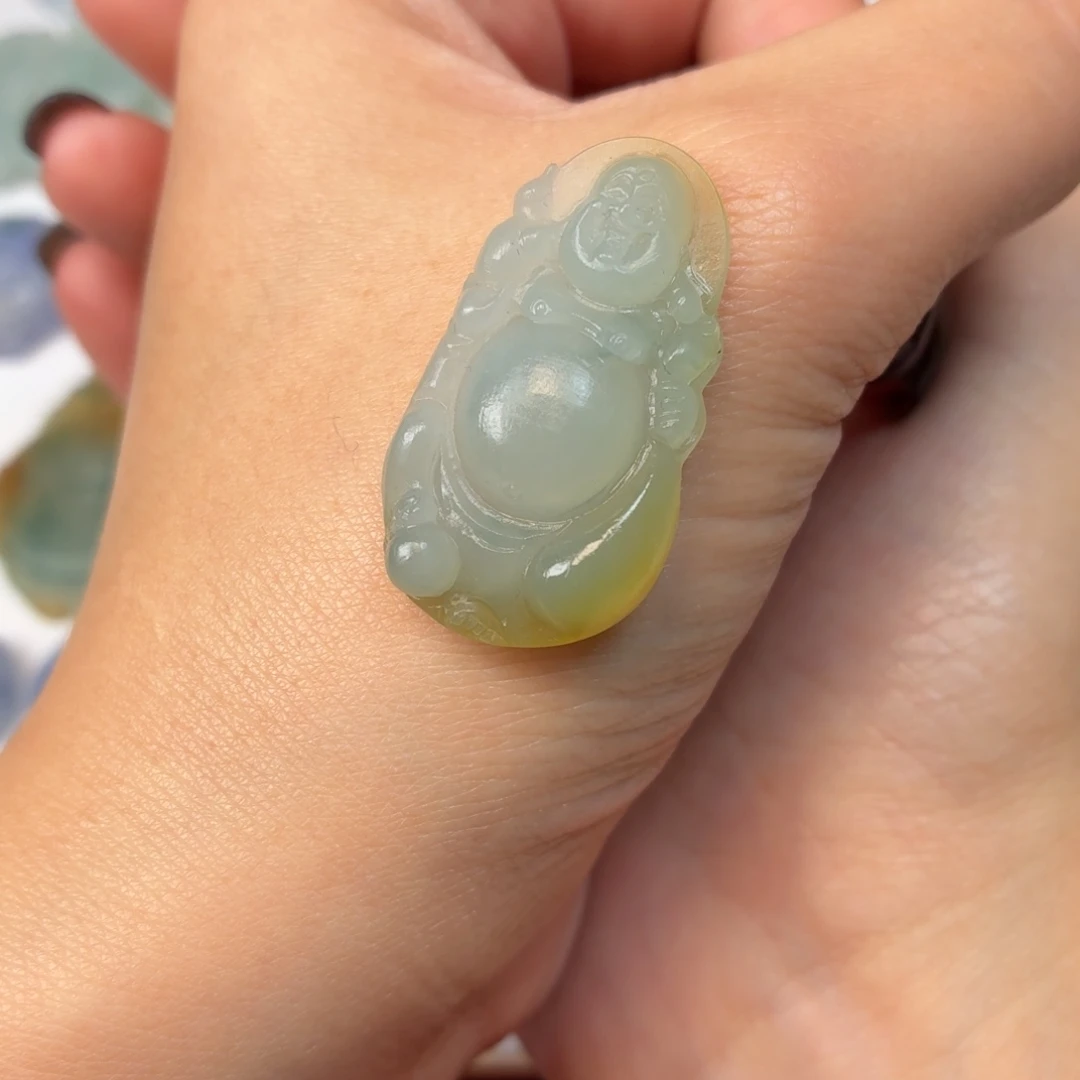 定制翡翠未镶嵌逍遥佛