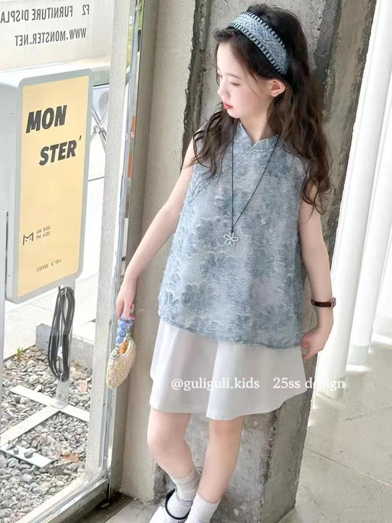 薄款套装休闲风唐装复古套头女中国风无袖刺绣夏季