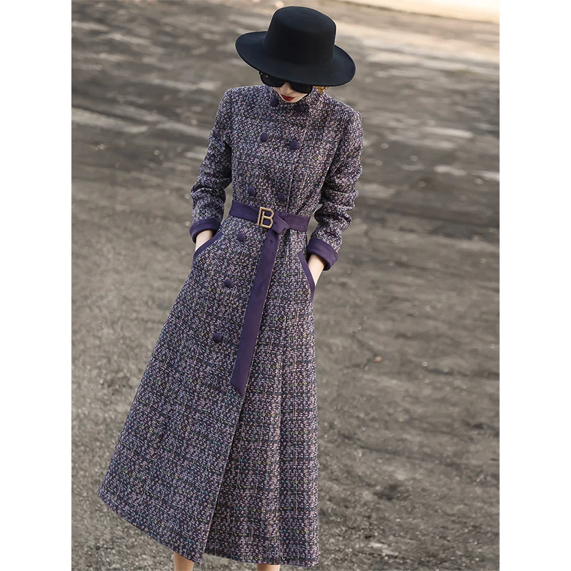 兰瑟儿秋冬裙子新款气质复古高智千金风拼接绑带连衣裙103DL8043