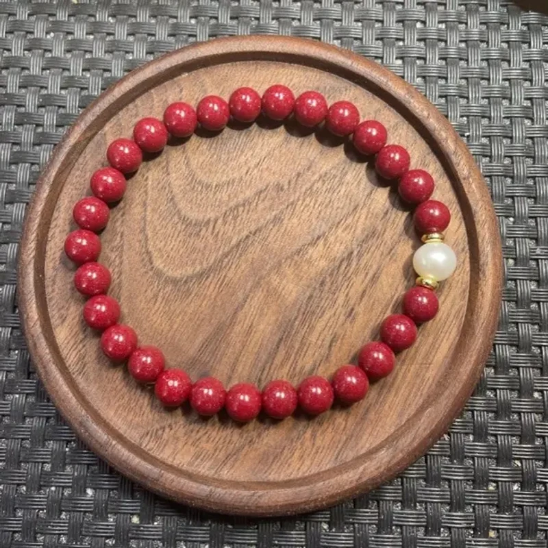 含辰砂工艺品女款转运珠红色单圈手饰礼物