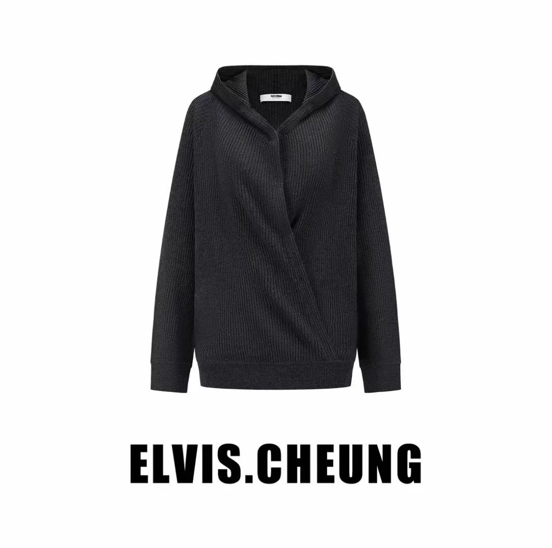 【张羽推荐】ELVIS.CHEUNG蒋云 粗坑条连帽套头廓形毛衣