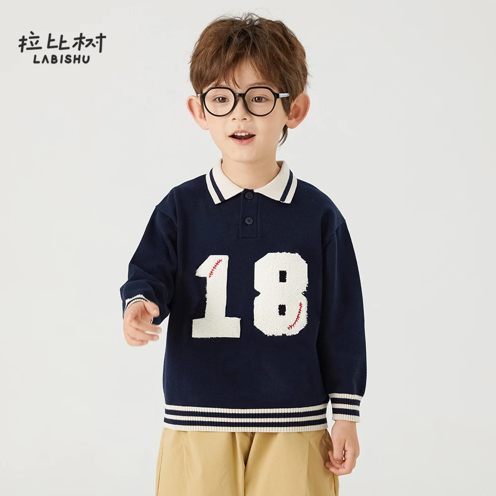 拉比树【双十一福利】春秋季新款宝宝针织polo上衣童装男童运动卫衣