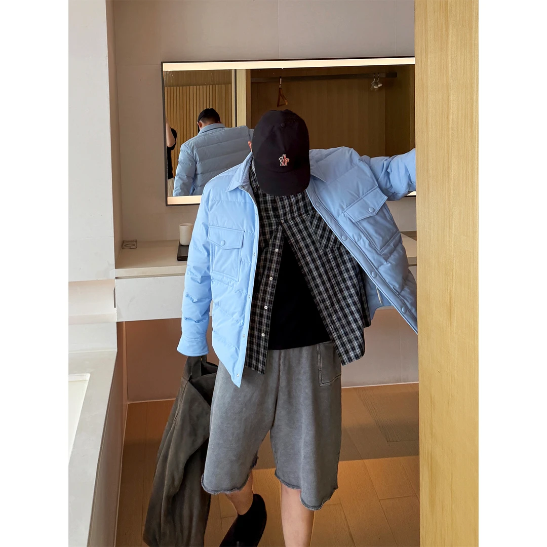am*i宽松轻量休闲90白鹅绒衬衫式羽绒服男士秋冬轻薄款保暖外套潮
