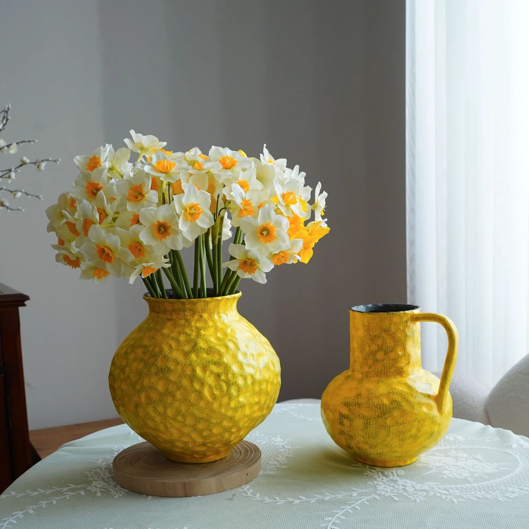 新中式侘寂风复古轻奢陶瓷花瓶客厅家居玄关高级感手作花瓶