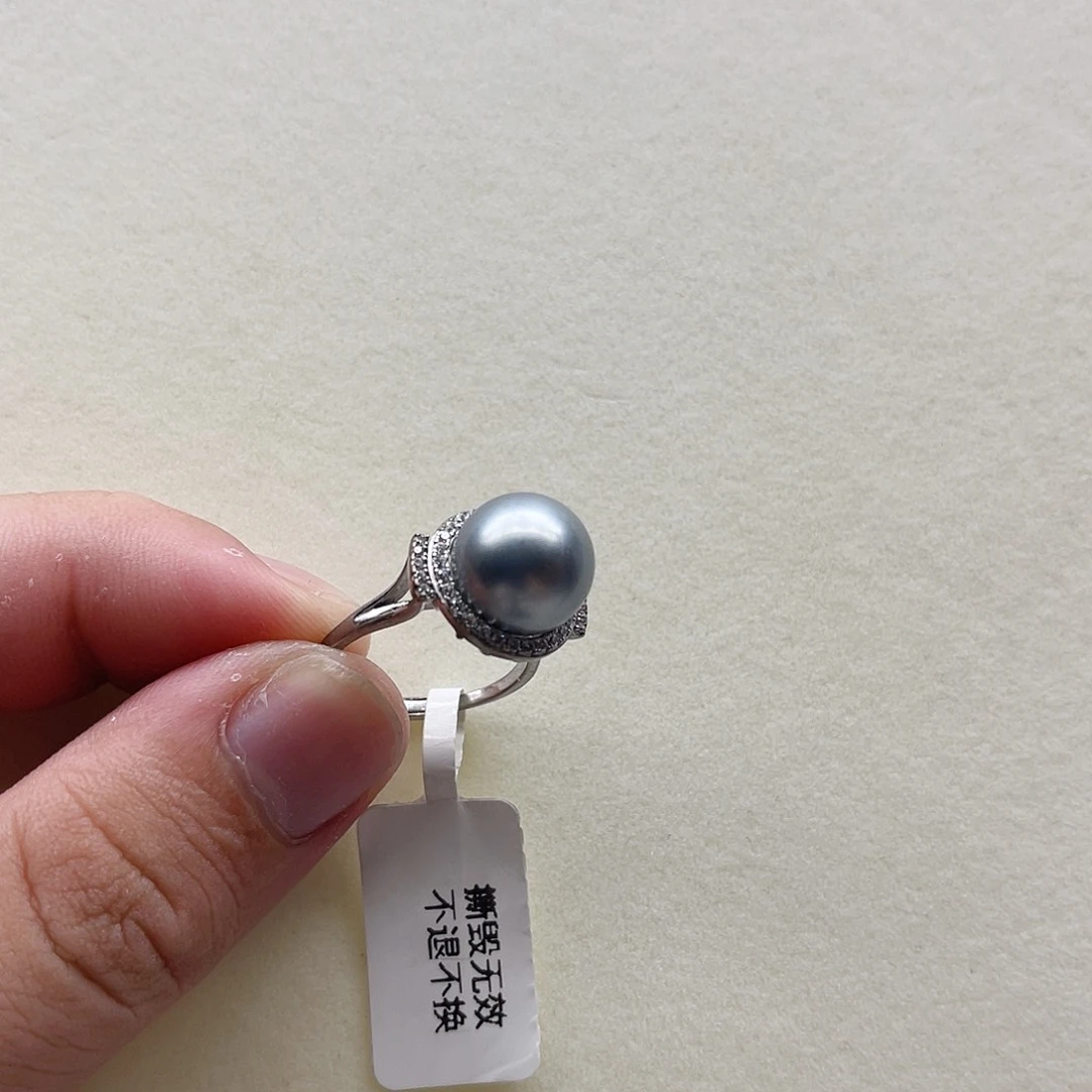 银S925镶嵌戒指海水珍珠