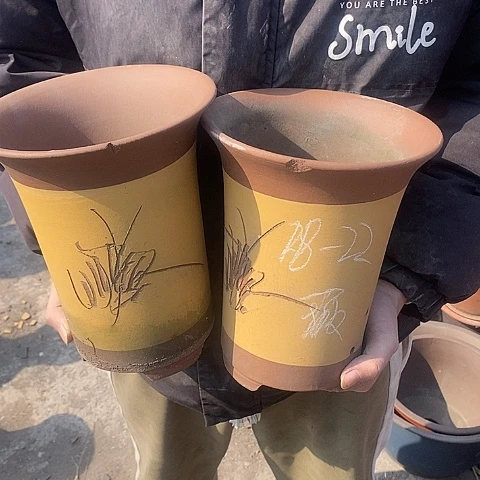 紫砂中国离心紫砂花盆，