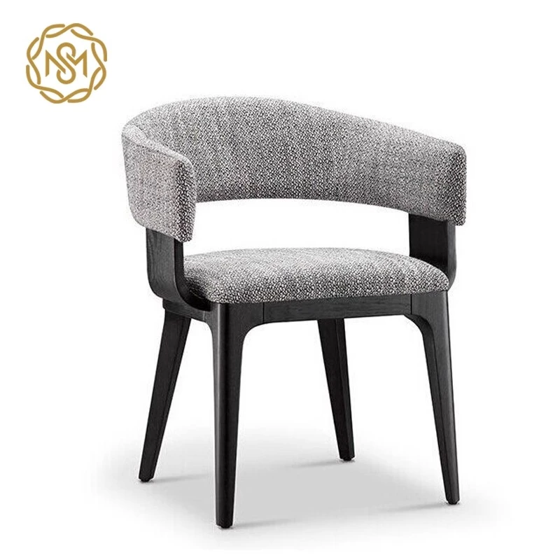 简约实木会洽谈所休闲椅现代椅轻奢靠背新款餐椅布艺样板房咖啡厅