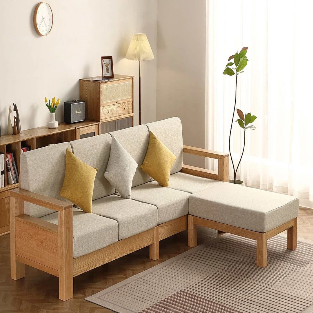 沙发椅原木风简约双用沙发客厅新中式家用电视柜双人实木沙发木质