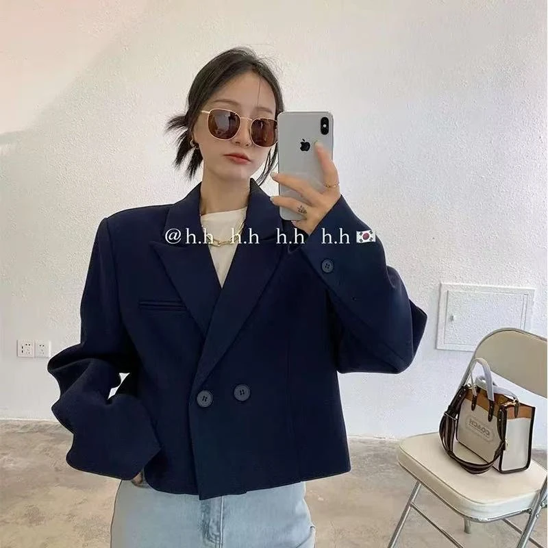 9956短款女毛呢外套小香风气质网红时尚休闲百搭黑色宽松韩版