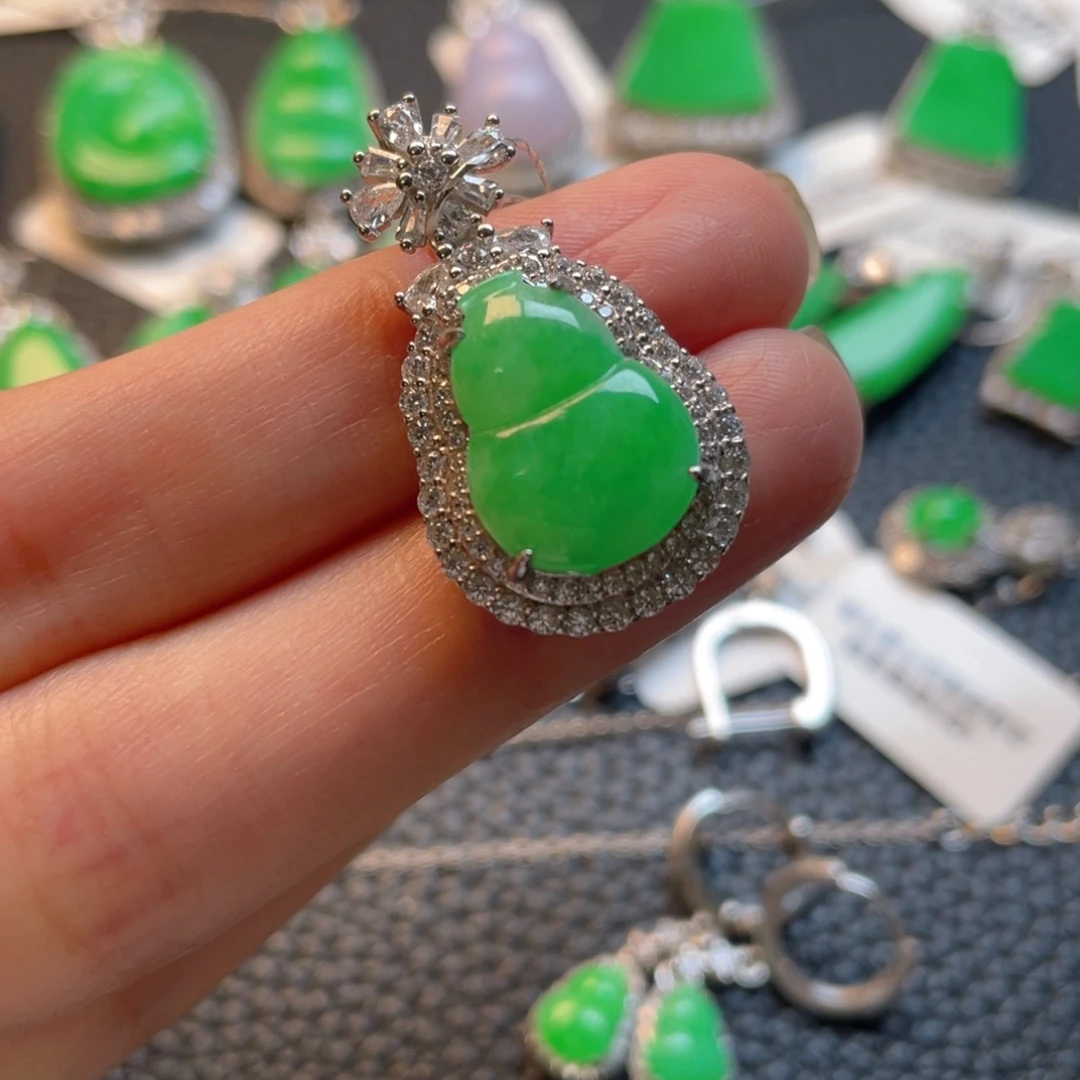 翡翠银S925镶嵌吊坠(不含链)