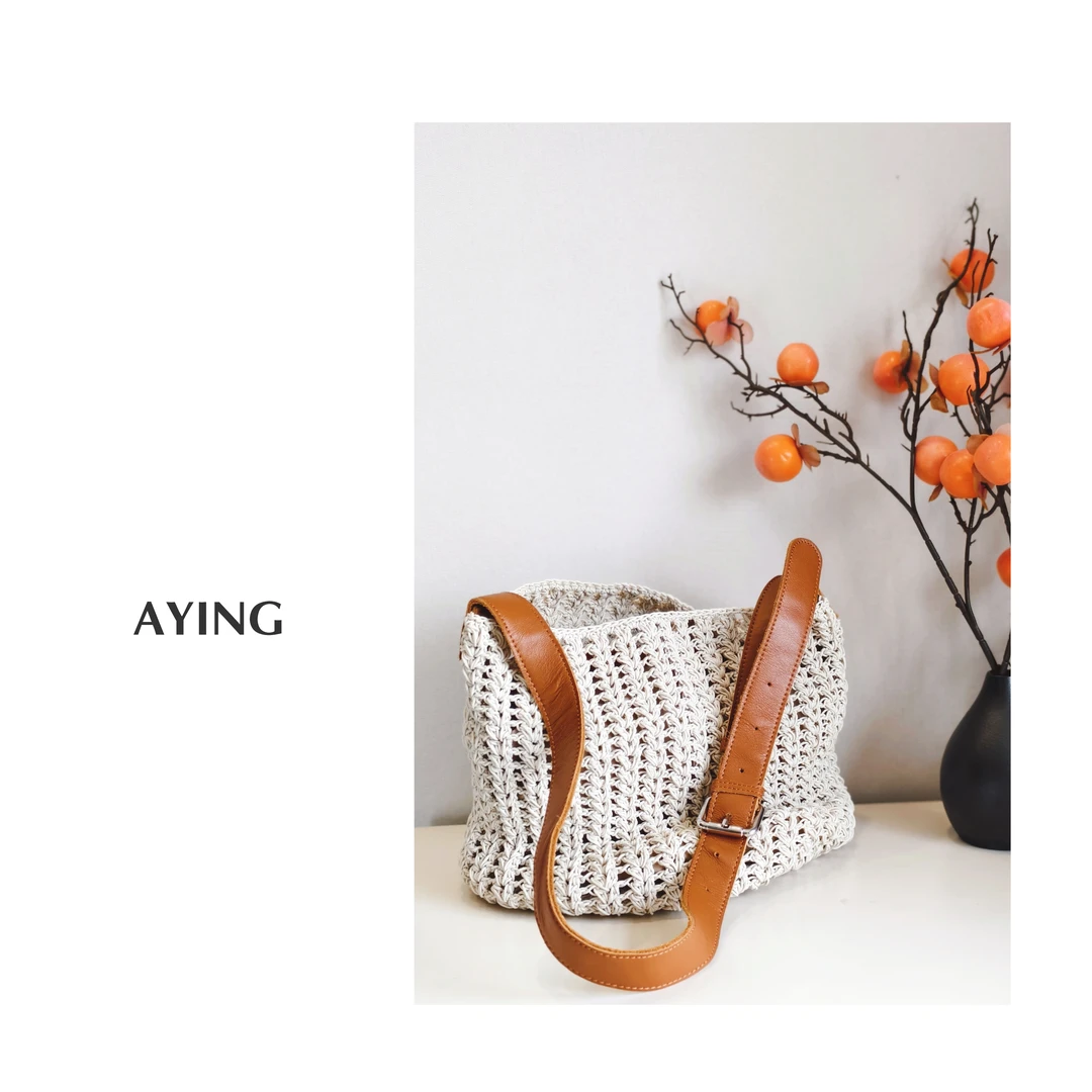AYING  2025新款镂空沙滩菜篮子森系女包