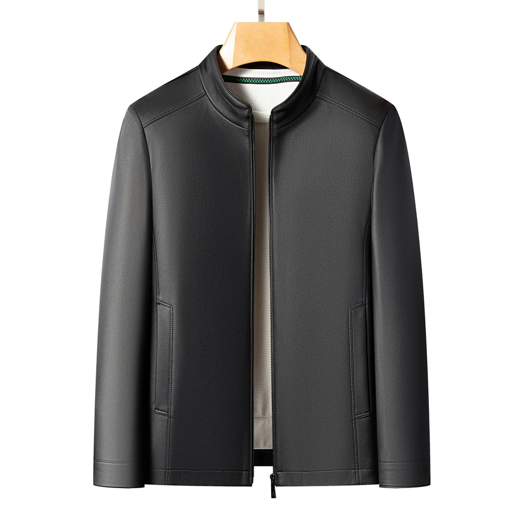 【山羊皮专享】海宁男士秋季中年商务休闲时尚薄款立领夹克20777