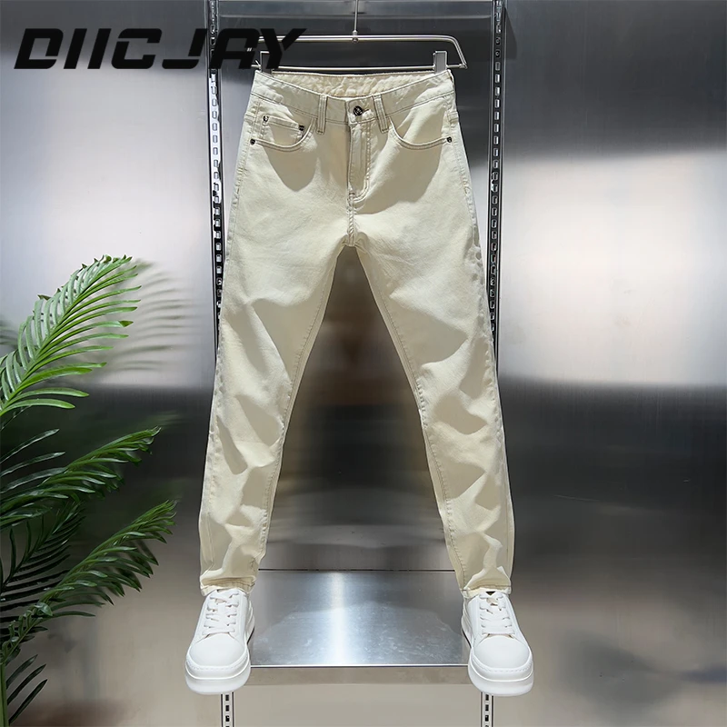 DIIC JAY/狄杰【轻商务】香槟黄牛仔裤夏季薄款百搭修身弹力休闲裤