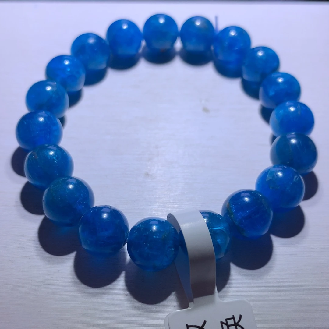 水晶银S925镶嵌手串蓝磷灰10.5m