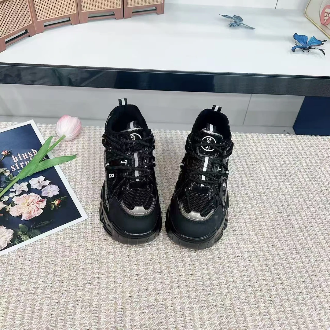 1027C 新款时尚百搭厚底ins韩版潮流系带老爹鞋加绒