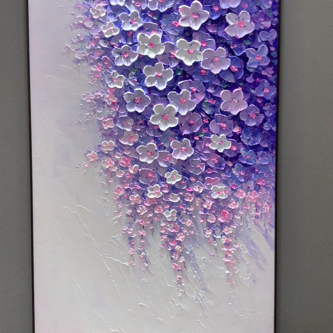 竖款100.180紫藤花玄关挂画