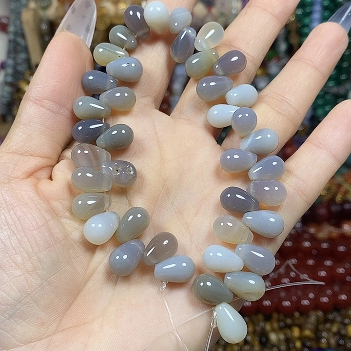 玛瑙/玉髓未镶嵌珠宝半成品玛瑙水滴卡8*12mm