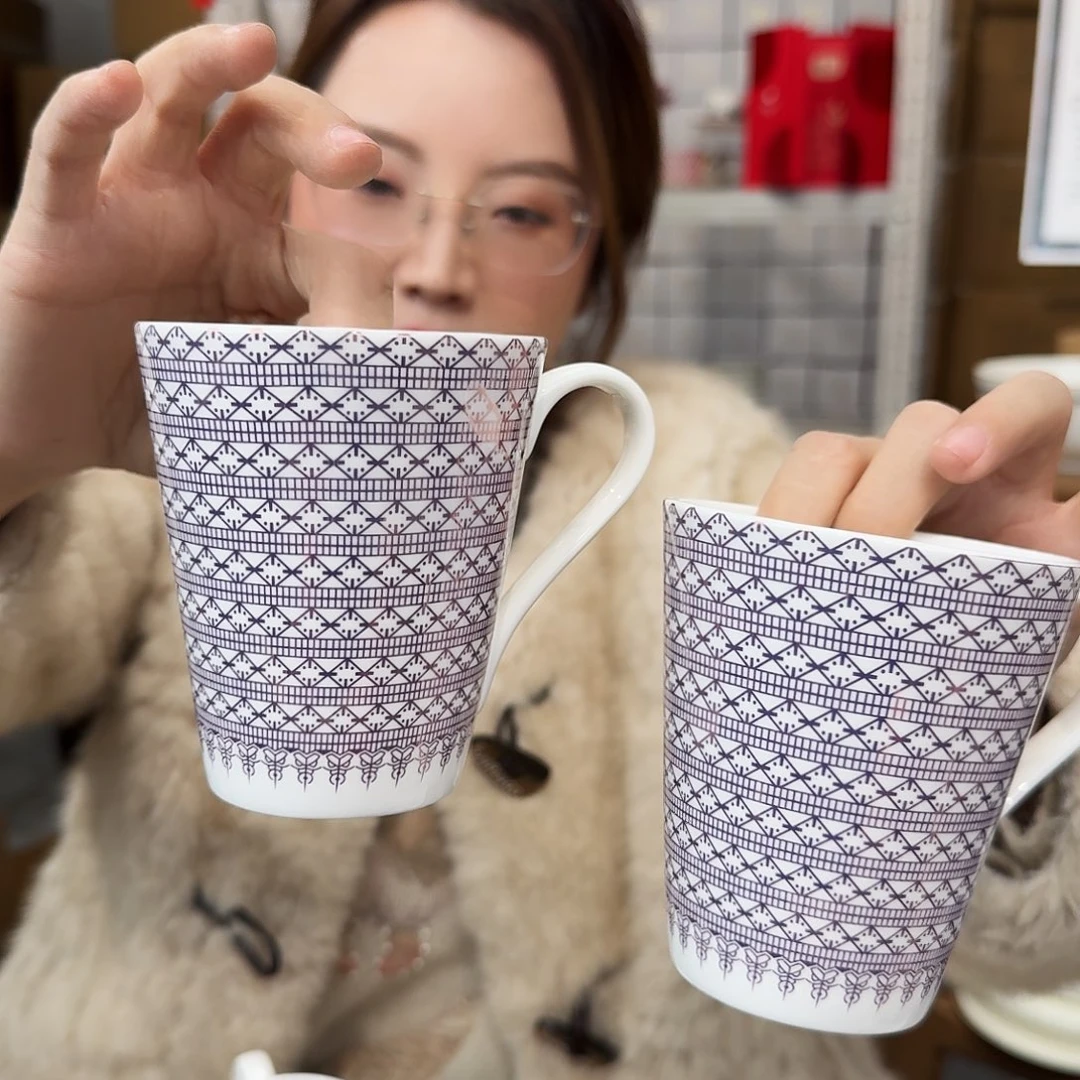 骨瓷高骨马克杯370ml2个外贸尾单