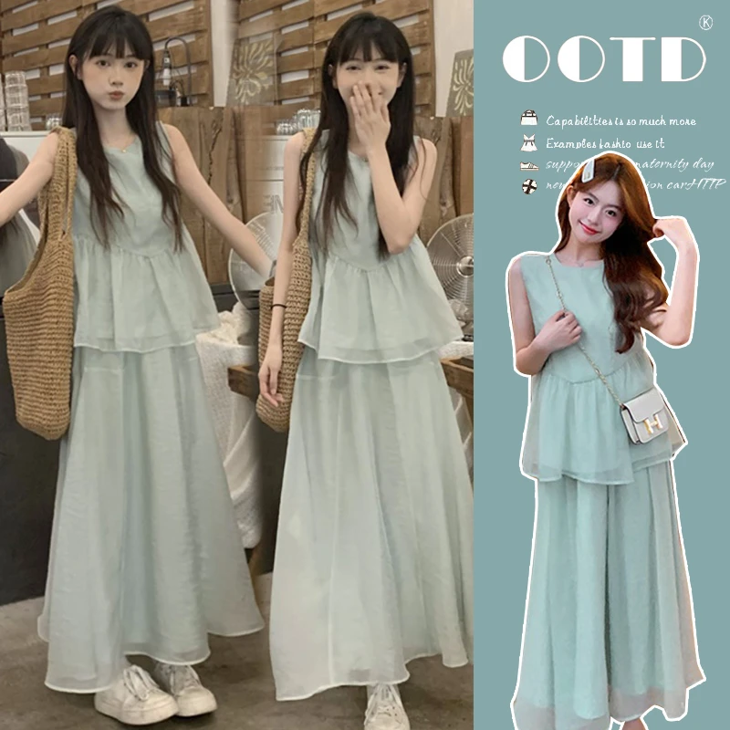 孕妇装2025夏新款时尚洋气超仙上衣宽松半身裙子甜美孕妇两件套装