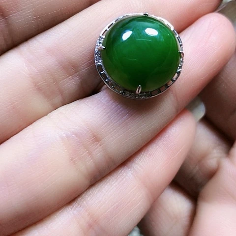 和田玉银S925镶嵌戒指