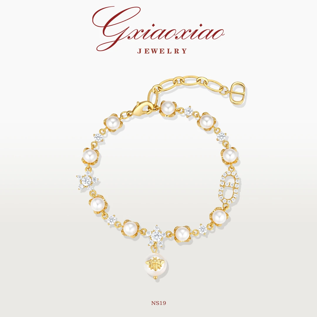 G XIAOXIAO 镀K金 【星辰缀影】法式高级感经典猪鼻子手链 NS19