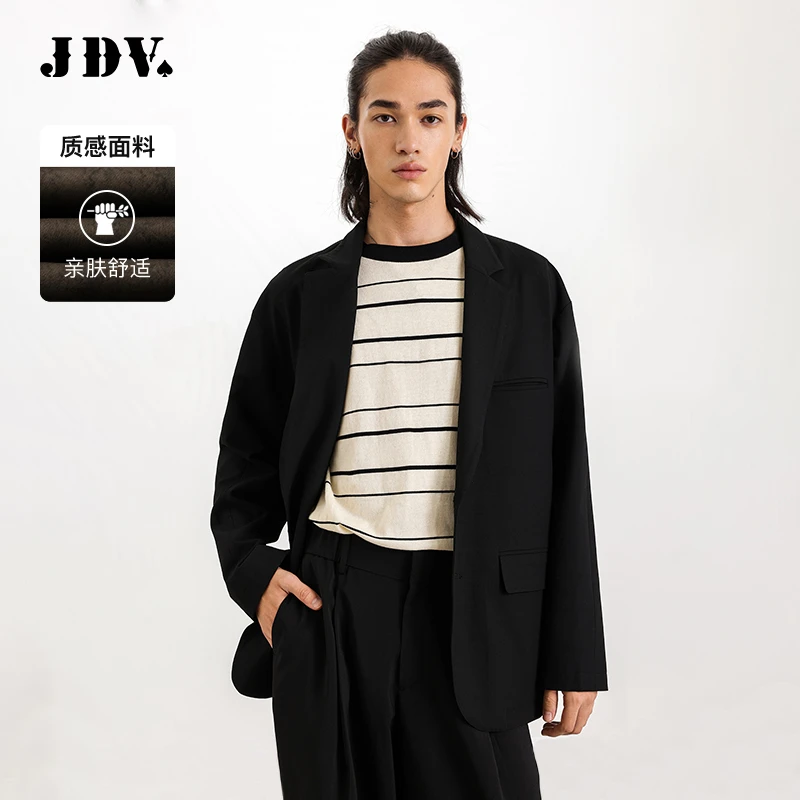 J.D.V商场同款春夏新款黑色男士简约短款百搭休闲西装SMJ50W4