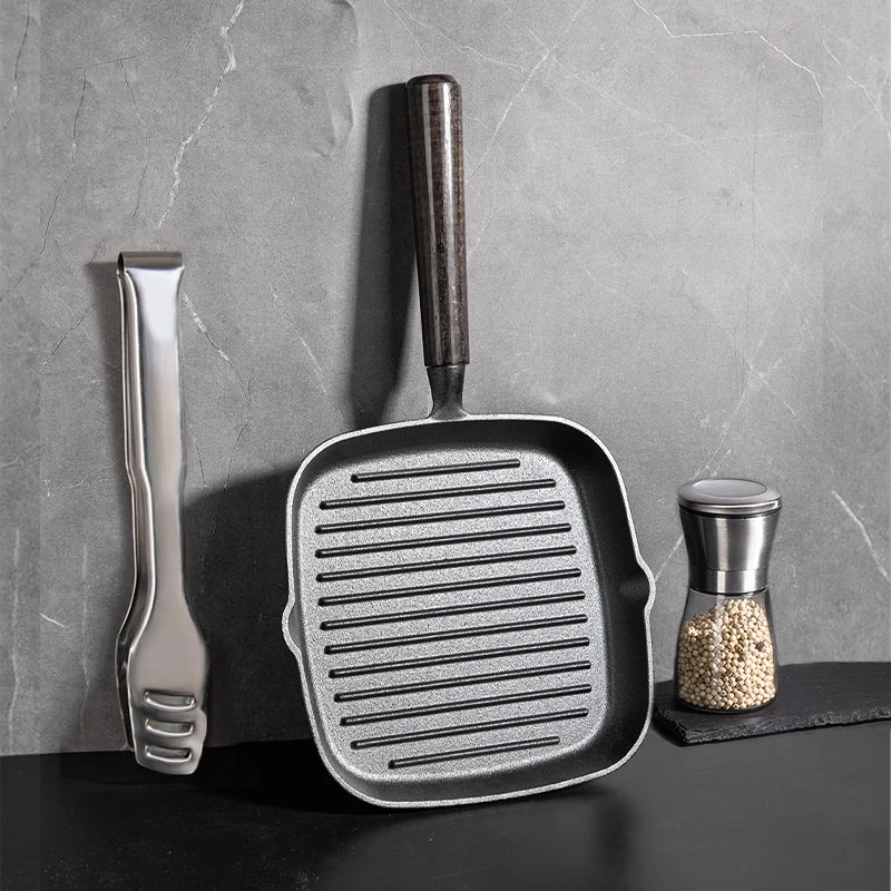 维艾牛排煎锅铸铁煎牛排专用锅平底不沾锅铁锅无涂层家用电磁炉