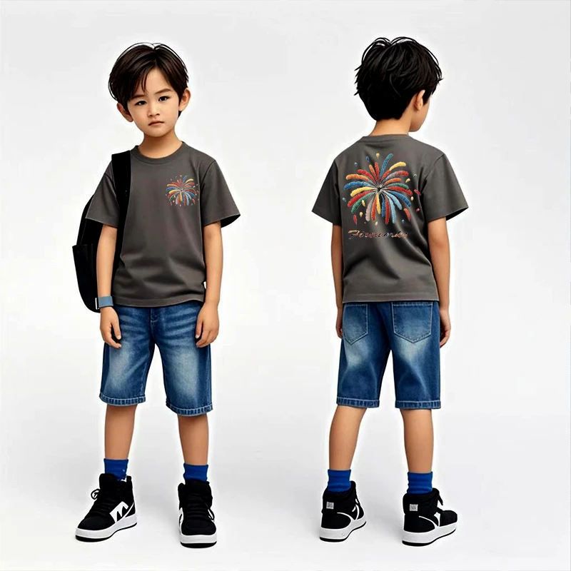 MCI ELEPHANT童装纯棉短袖t恤2025夏季新款童装衣服T男女宝宝上衣
