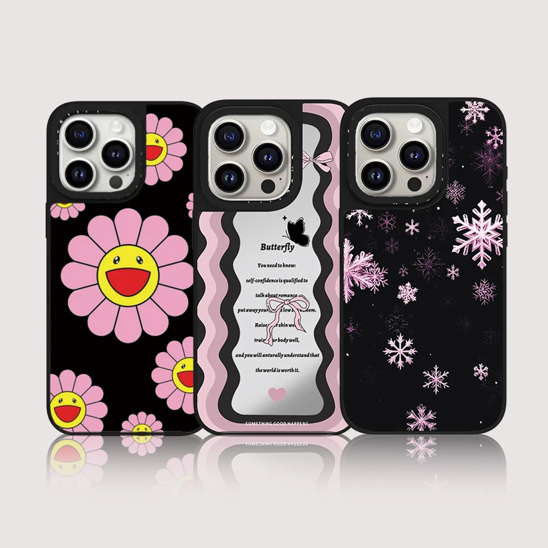 【新品】太阳花雪花镜面适用于16/15/14/12promax苹果手机壳防摔