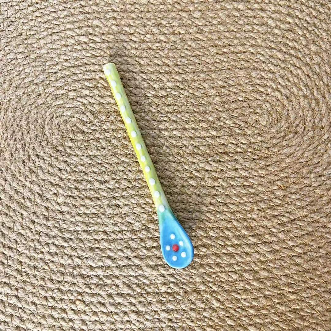 【直播-不带盒子】高温釉下彩小号勺子陶瓷搅拌棒146