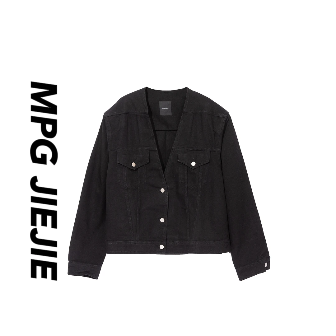 MPG JIEJIE【朋克牛仔】25春夏朋克拼接黑色休闲气质复古显瘦外套