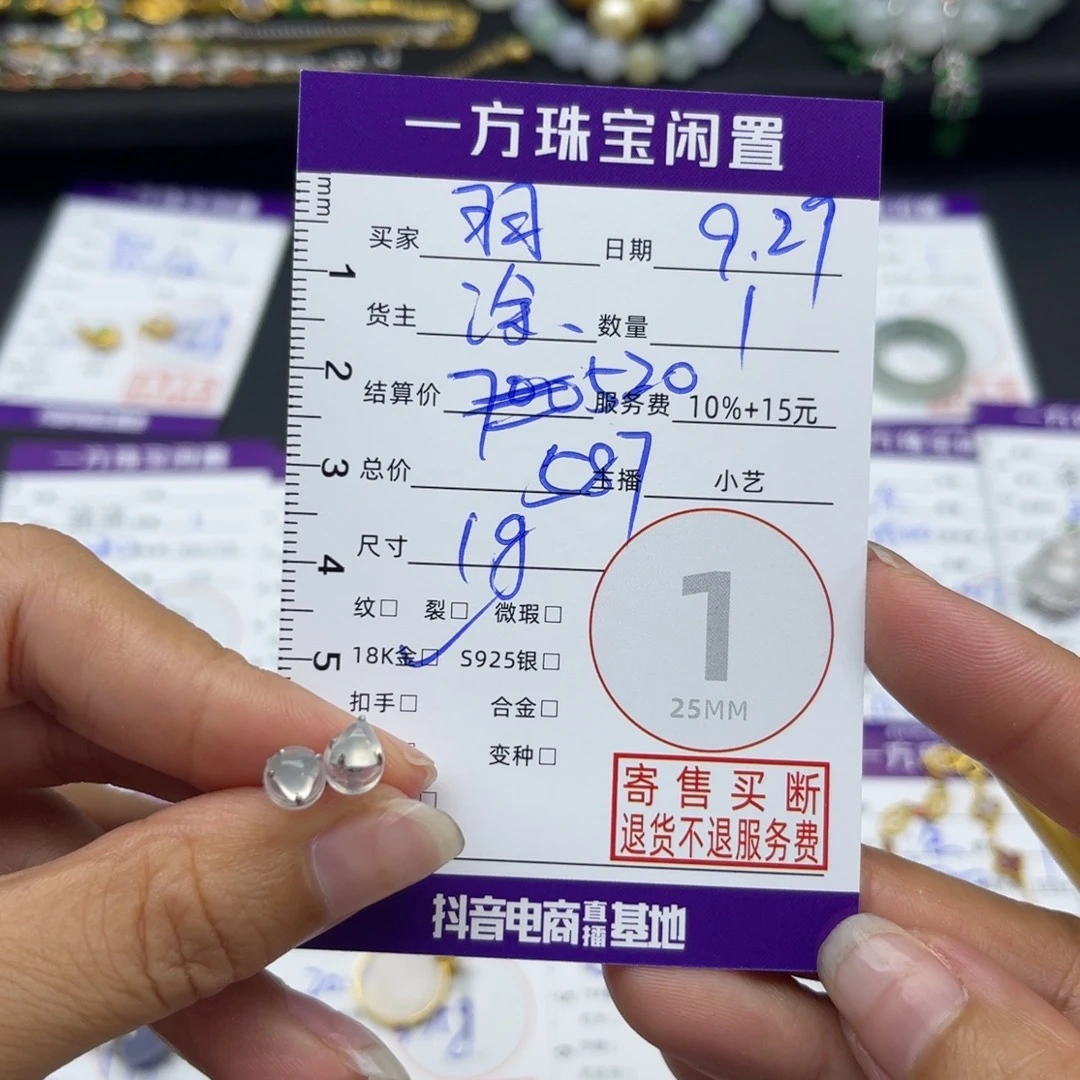 羽***彤翡翠18K金镶嵌耳饰