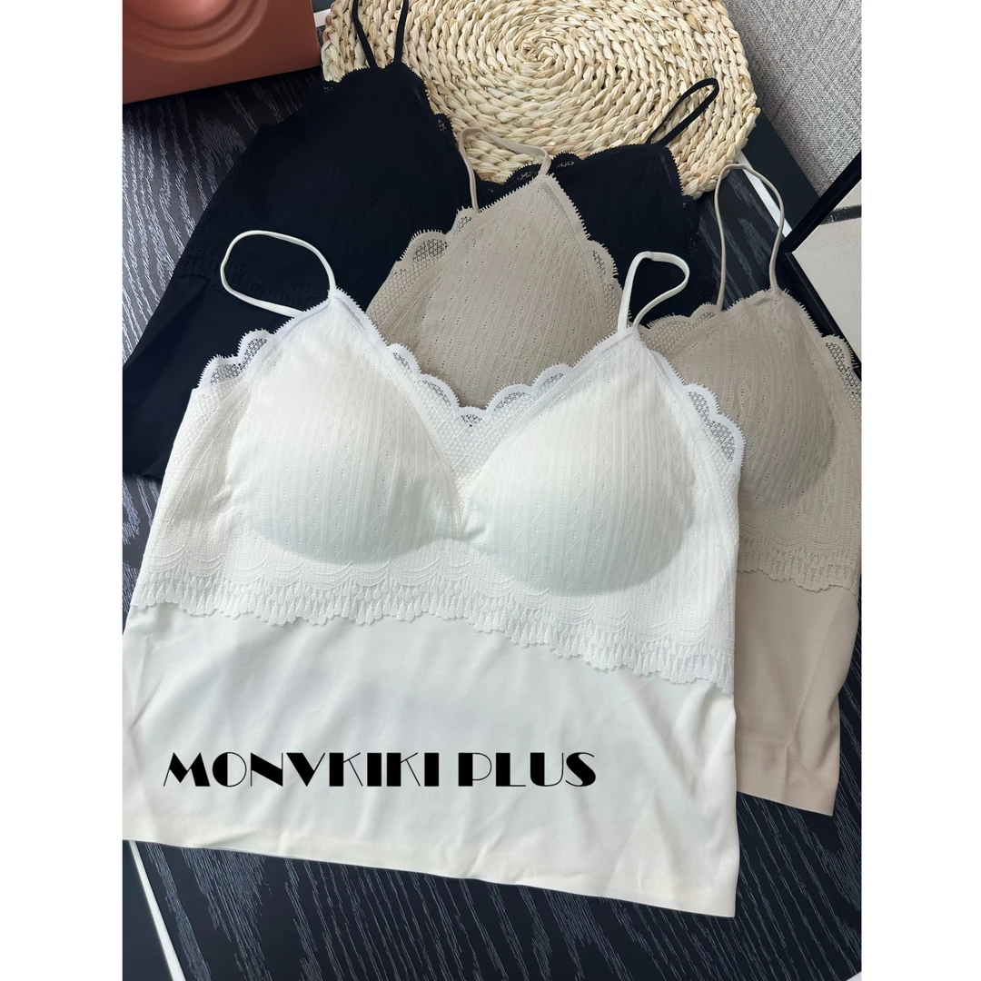 MoNvKiKiPlus5 【蛋糕甜心】夏季打底固定杯垫背心蕾丝通勤百搭H536