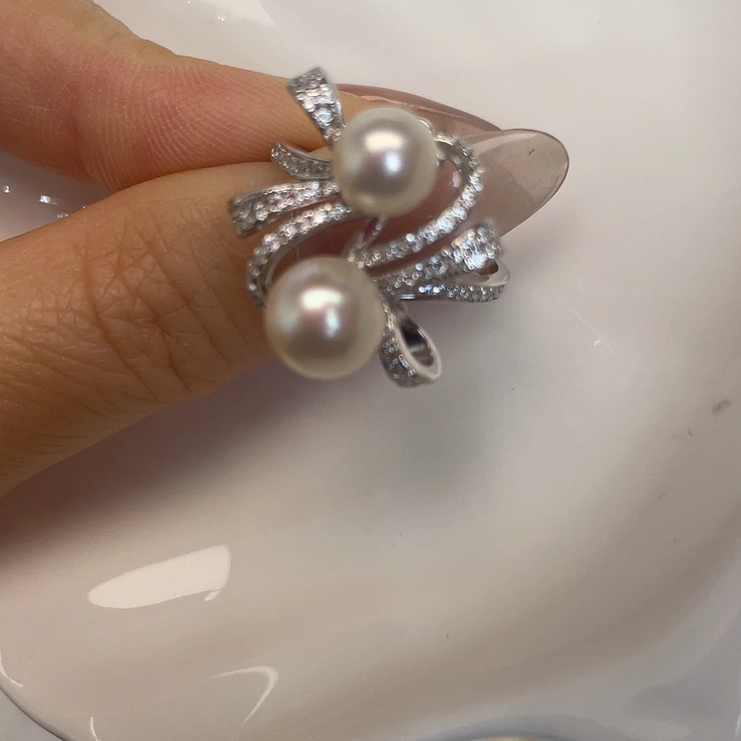 海水珍珠银S925镶嵌戒指