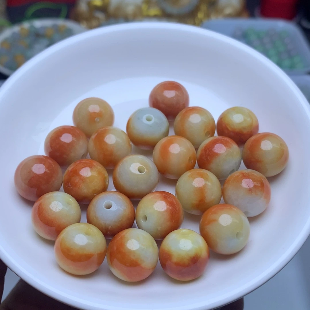 【闪购商品】未镶嵌手链翡翠卡13.5鸳鸯红5个