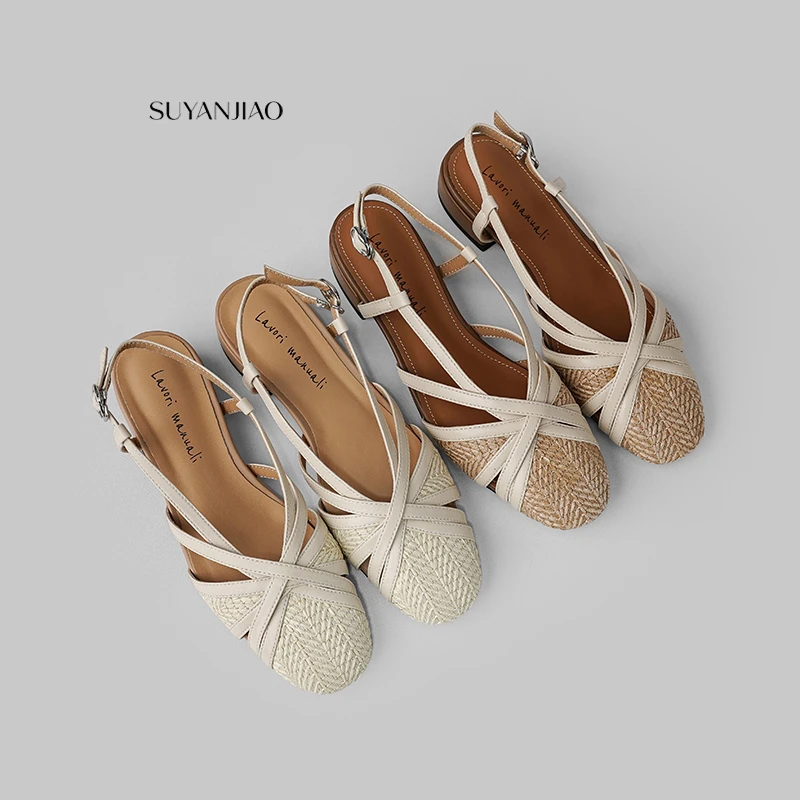 包头凉鞋女夏季外穿2025新款爆款通勤编织出游百搭配裙子的鞋子