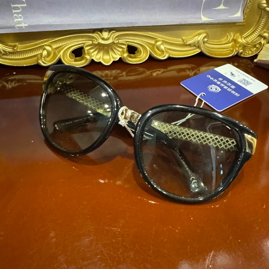 95新 GUCCI/古驰 黑金猫眼墨镜/WJ04323536/3536