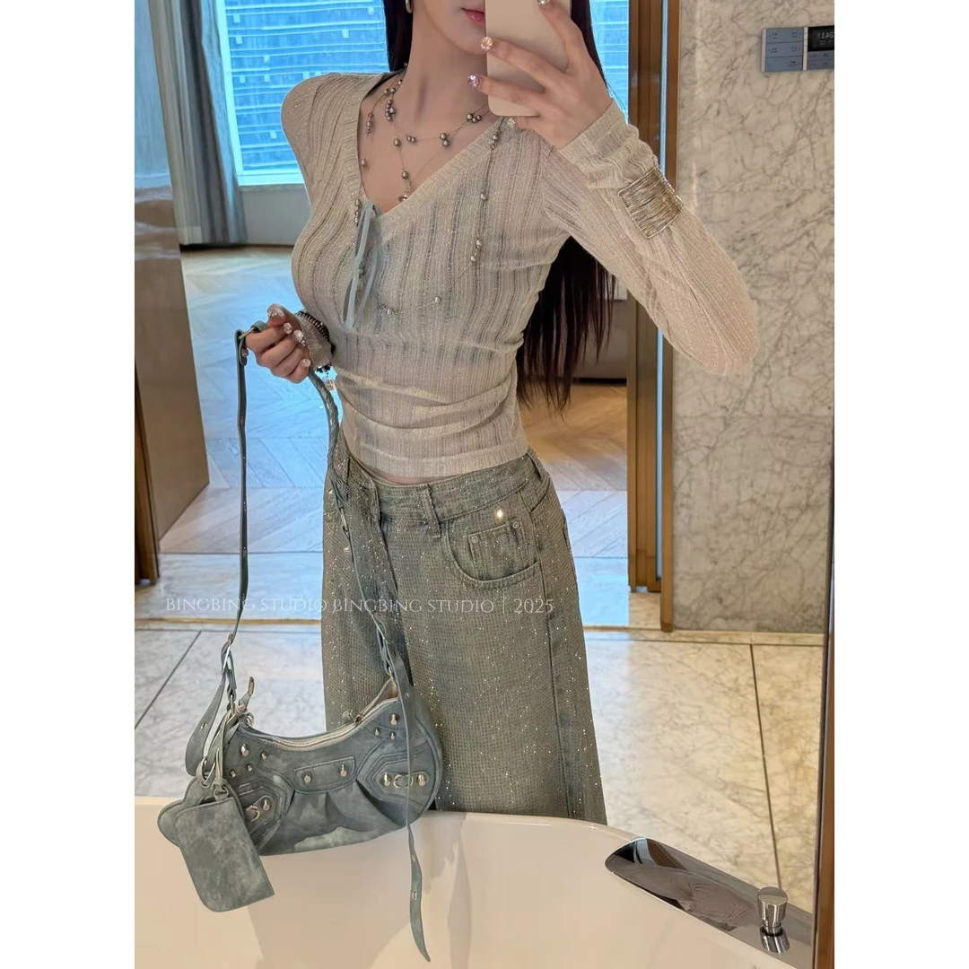 冰冰「星河璀璨」夏季时尚气质百搭休闲显瘦减龄牛仔裤JJC5NZK1051