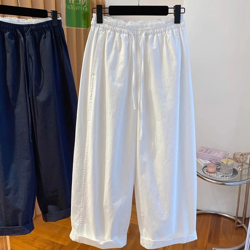 高级感蕾丝花边直筒休闲裤女春秋2025新款宽松漂亮超好看哈伦裤子