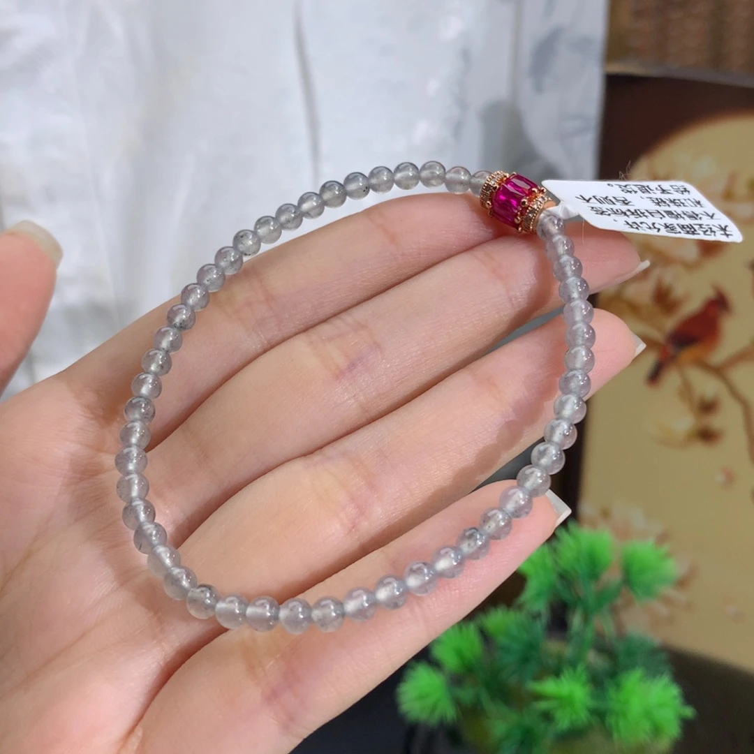 手串翡翠未镶嵌卡3.7冰种水墨画乌鸡