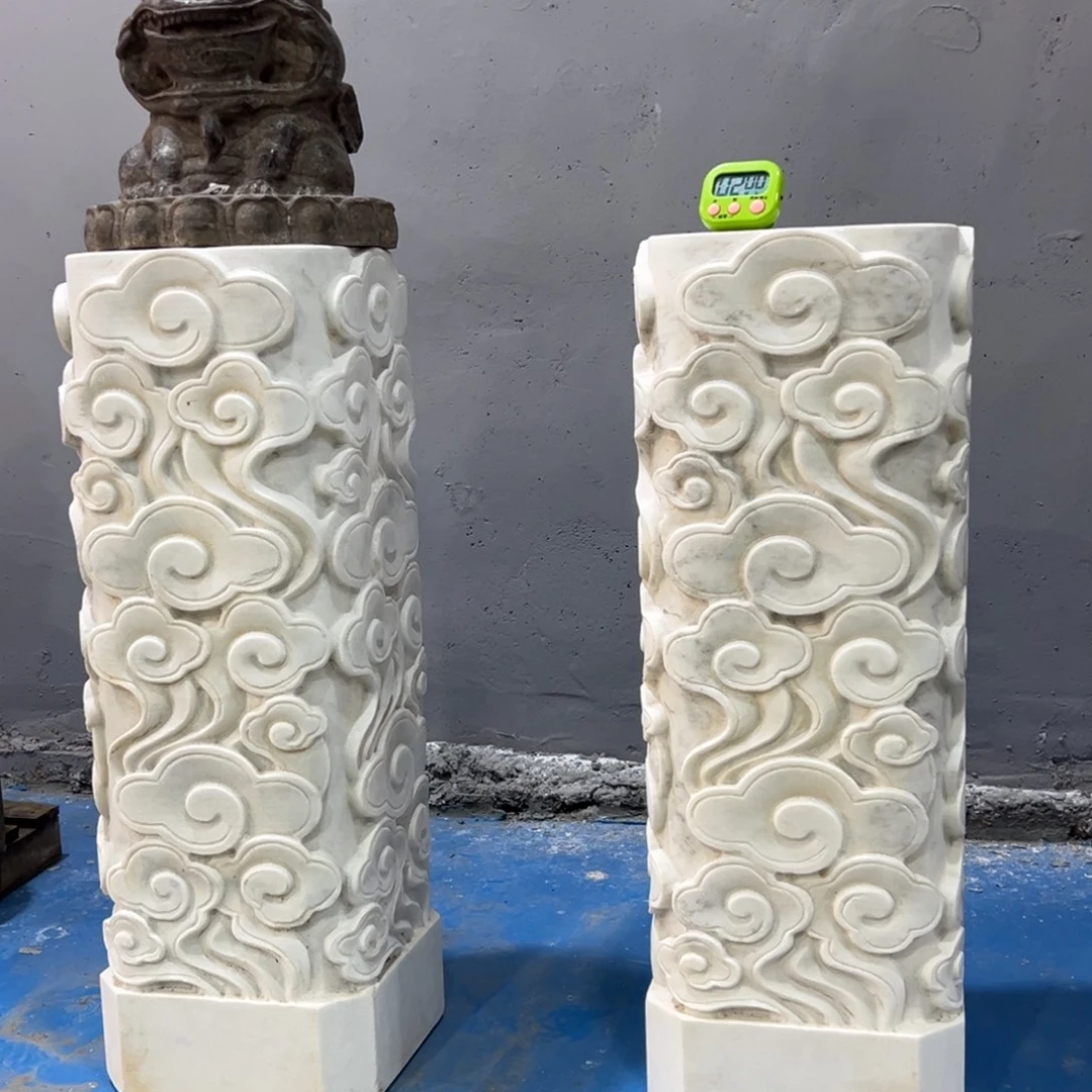 汉白玉材质祥云柱