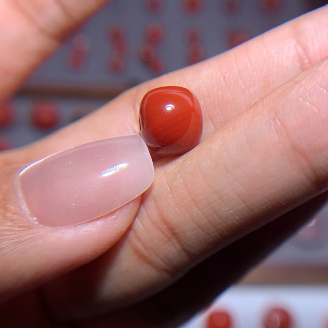 南红玛瑙瓦西肉玫老型9.8×8.8未镶嵌微生长纹