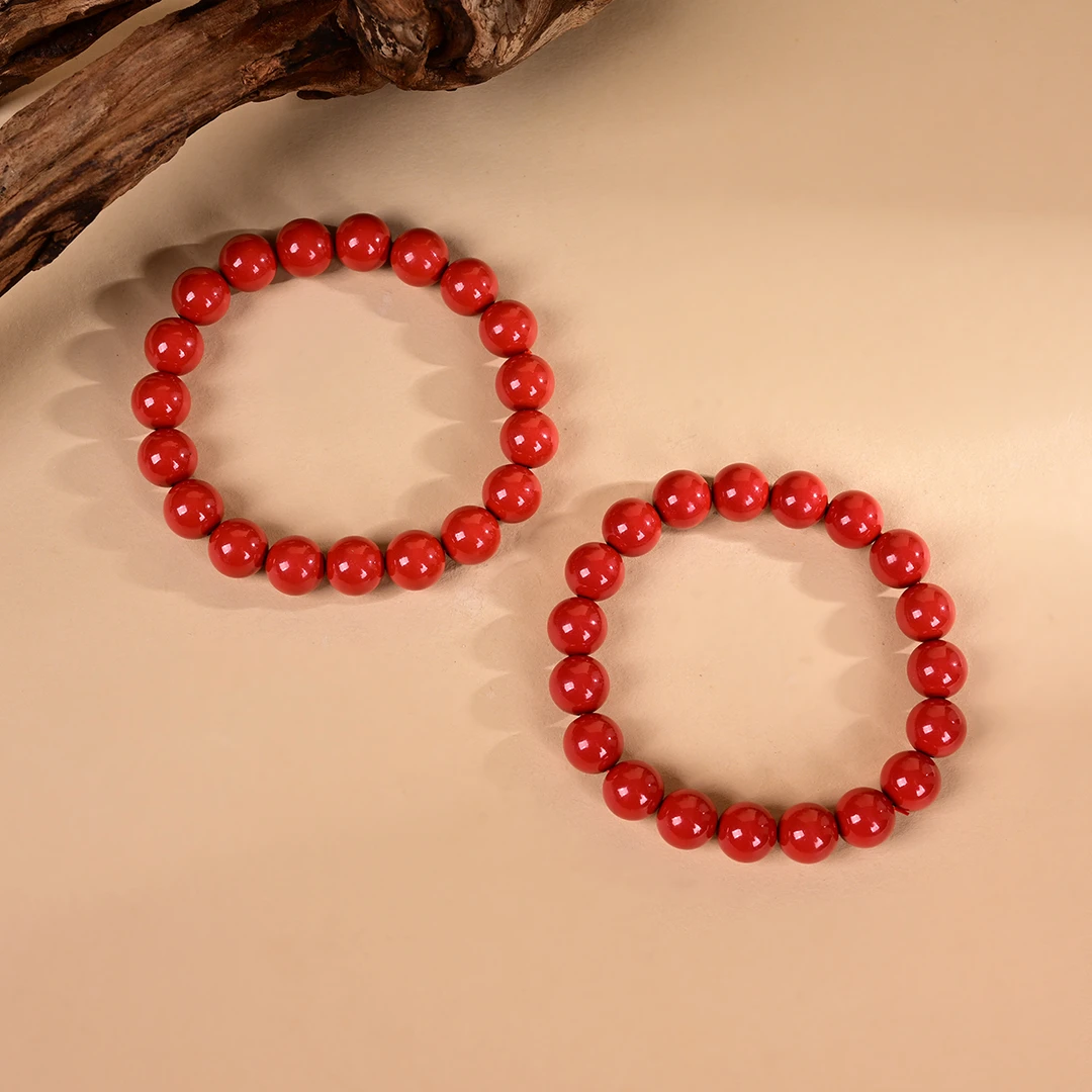 含辰砂工艺品V0910-M-朱砂单圈手串-9.5mm+多样性发一件(甄选)