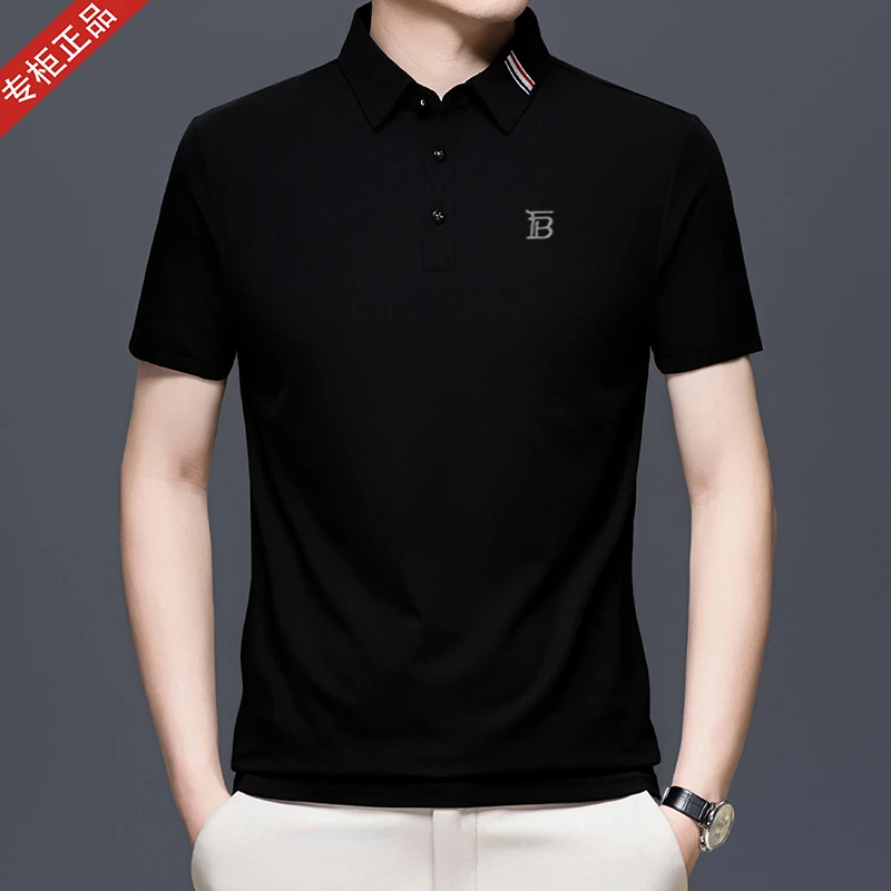 2025欧洲站夏季新款英伦短袖T恤男POLO衫商务休闲翻领纯棉半袖衫
