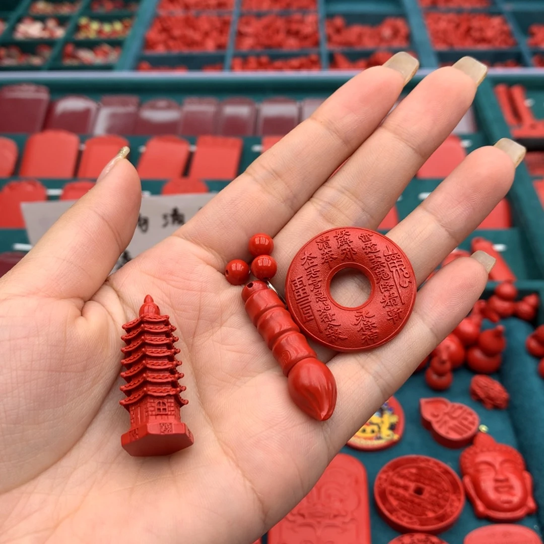 天然辰砂笔➕塔➕花钱平安扣